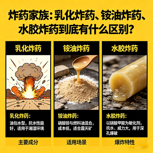 黄冈炸药家族：乳化炸药、铵油炸药、水胶炸药到底有什么区别？